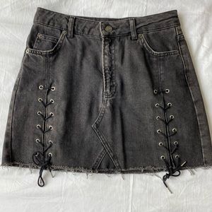 Denim Lace-up Miniskirt